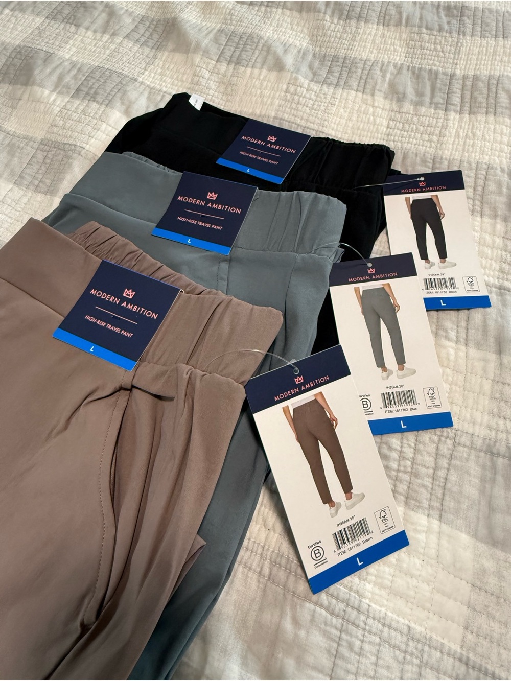 NWT Modern Ambition High-Rise Travel Pants - Lot of 3 (Black, Green-Gray, Taupe)